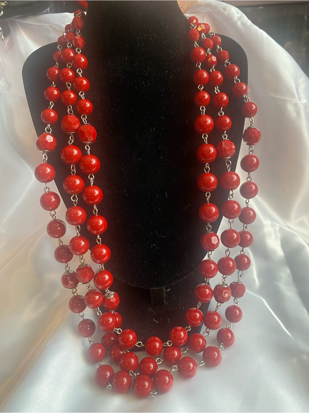 Classic Red Multi-Strand Beaded Necklace - Women Jewelry
